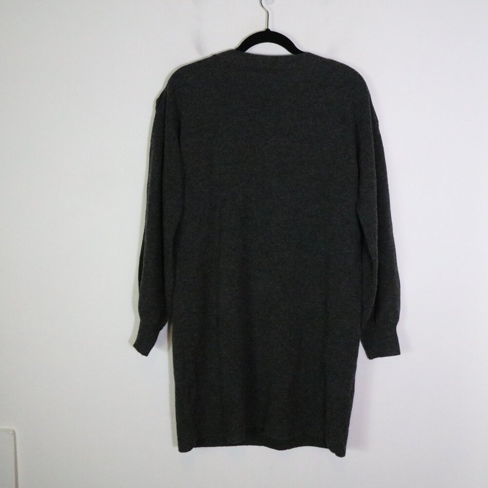 Madewell Merino Wool Boatneck Sweater Dress M Button Shoulder Neutral Minimalist - Picture 8 of 8